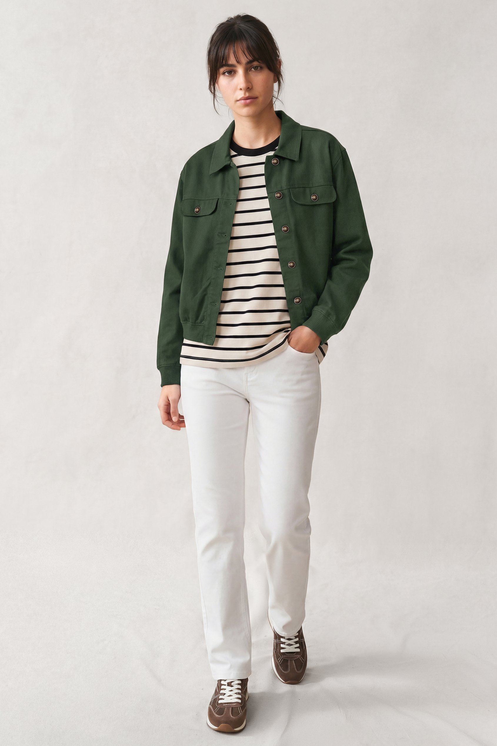 Womens Flap Pocket Button Detail Jacket