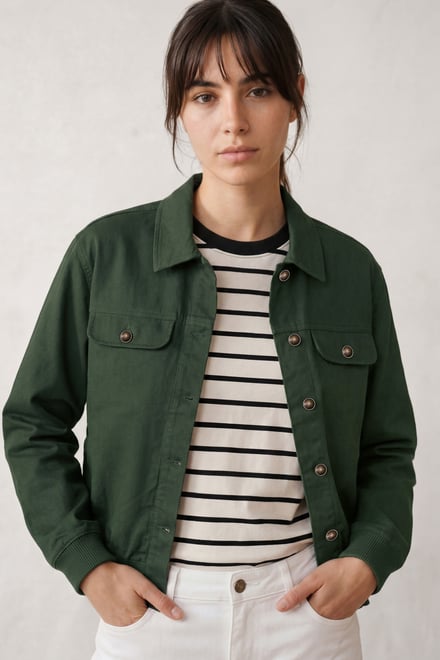 Womens Flap Pocket Button Detail Jacket