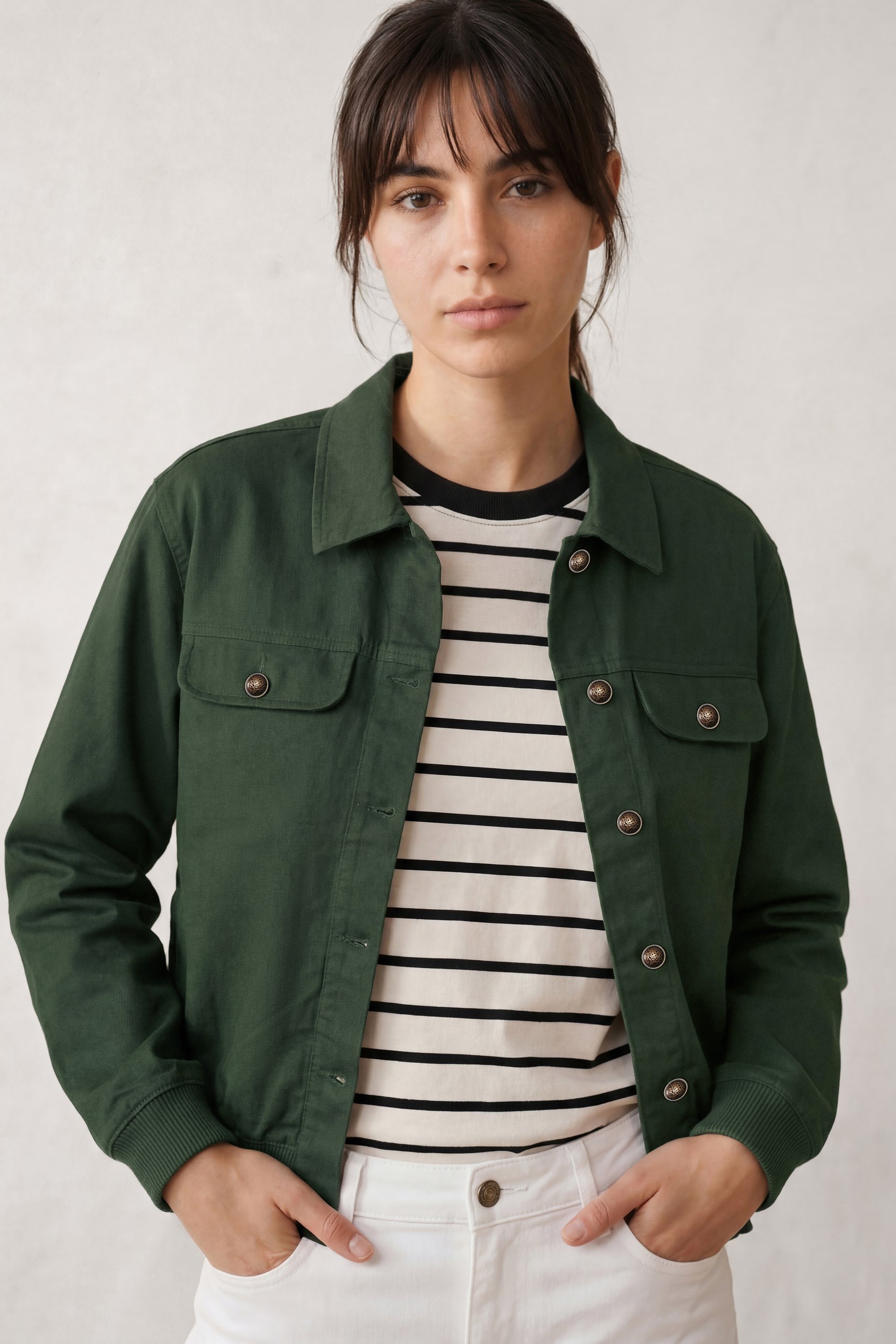 Womens Flap Pocket Button Detail Jacket