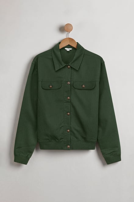 Womens Flap Pocket Button Detail Jacket