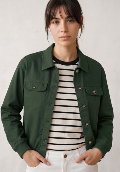 Womens Flap Pocket Button Detail Jacket