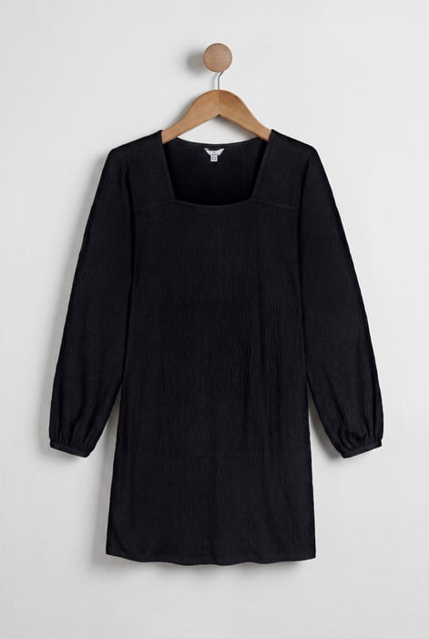 Women's Black Square Neck Jersey Mini Dress