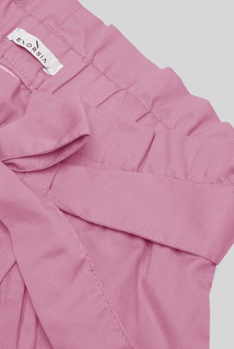 Pink Paperbag Waist Cotton Shorts