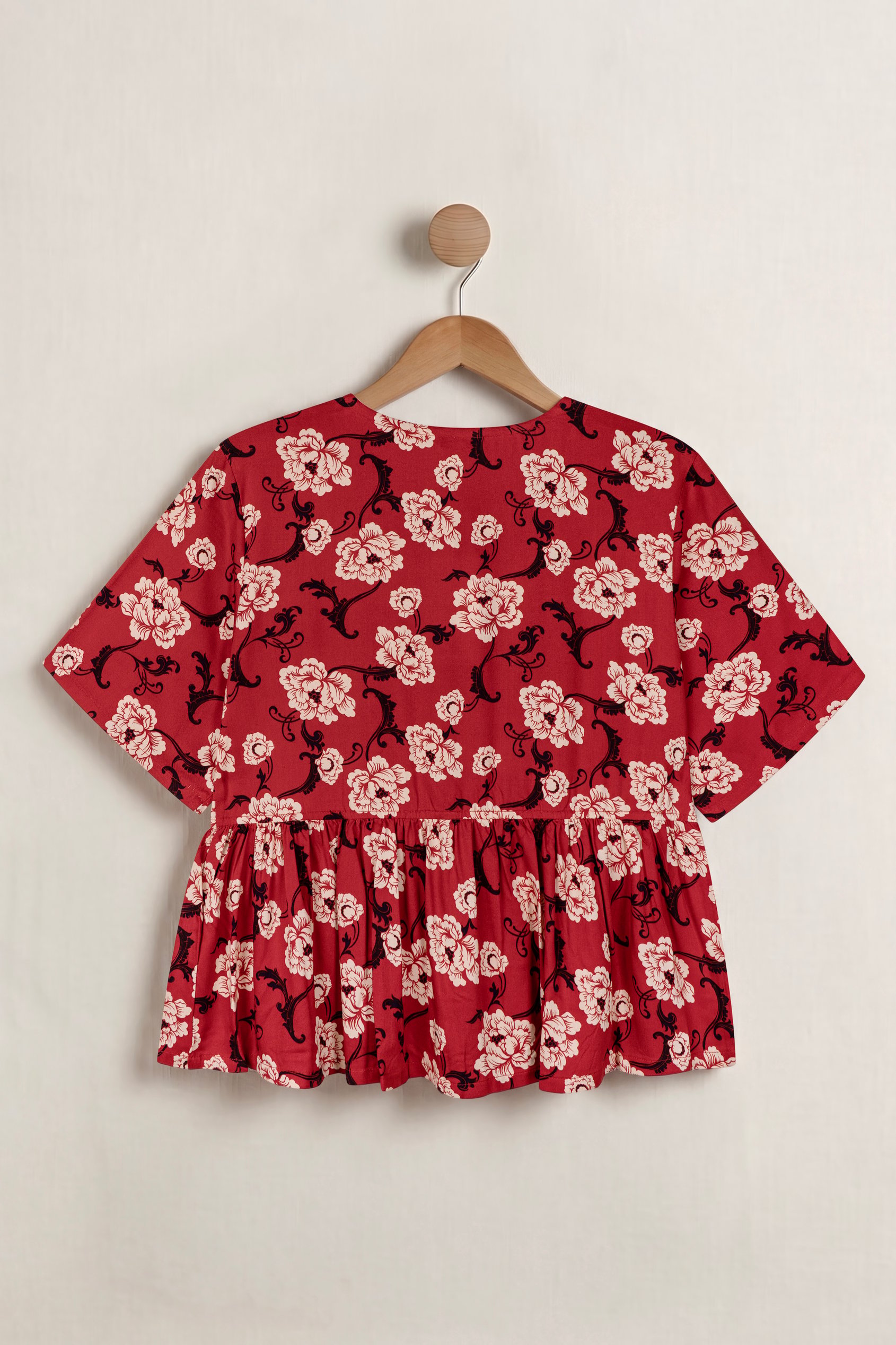 Women's Tie Front Floral Short Sleeve Blouse