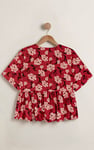 Women's Tie Front Floral Short Sleeve Blouse