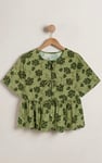Women's Tie Front Floral Short Sleeve Blouse