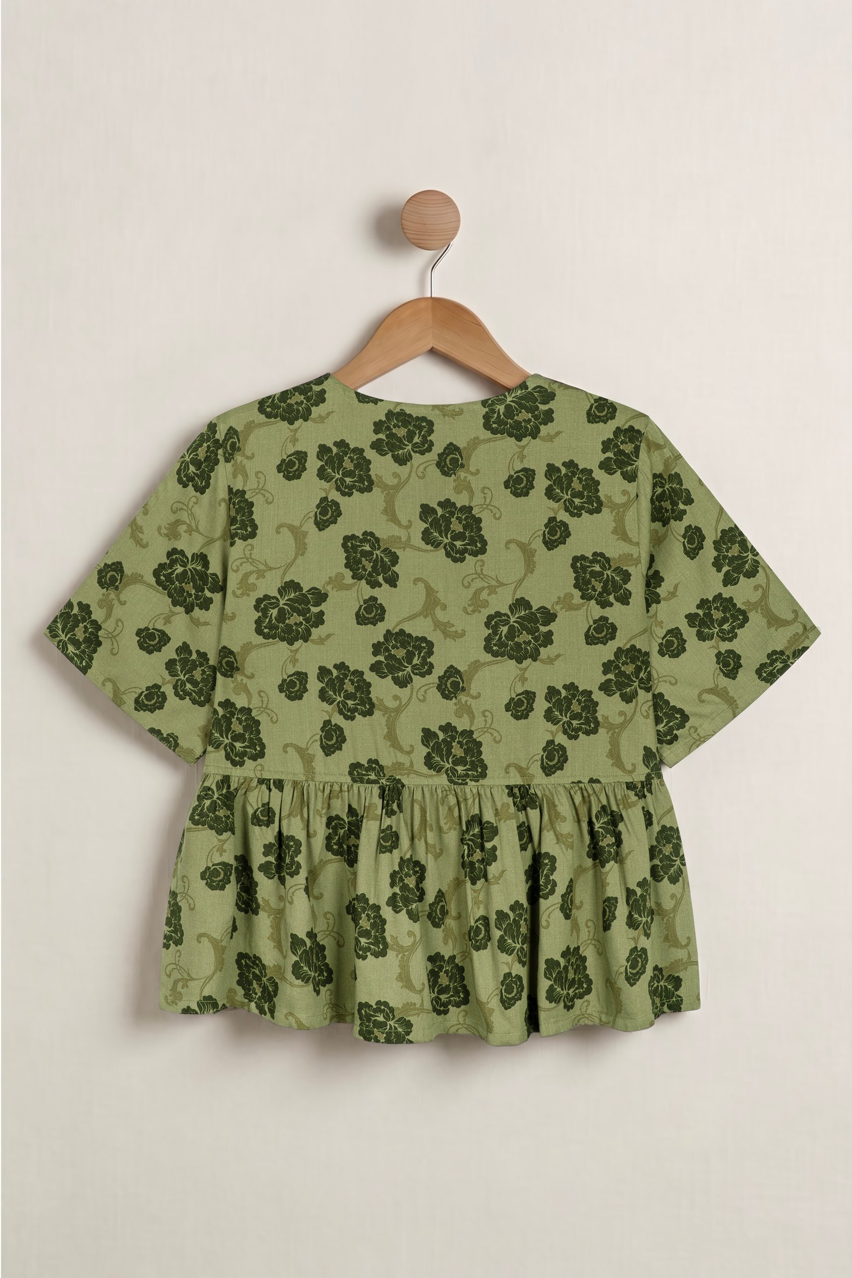 Women's Tie Front Floral Short Sleeve Blouse