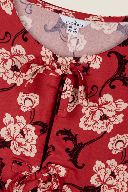 Women's Tie Front Floral Short Sleeve Blouse