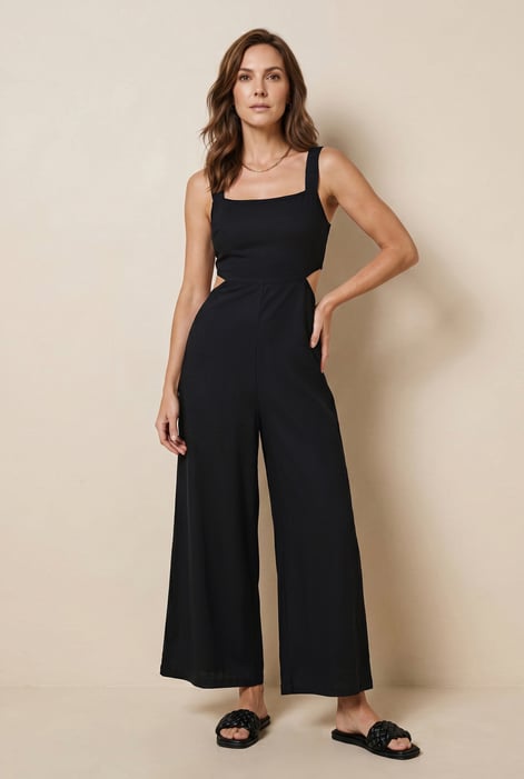 Orange Strappy Wide Leg Jumpsuit