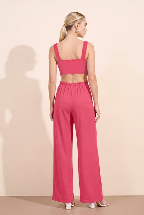 Red Strappy Wide Leg Jumpsuit