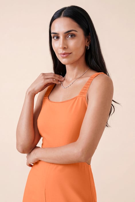Orange Strappy Wide Leg Jumpsuit