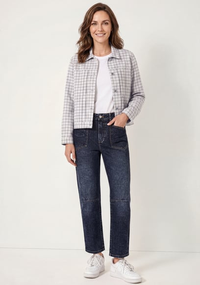 Womens Stripe Pattern Cropped Jacket