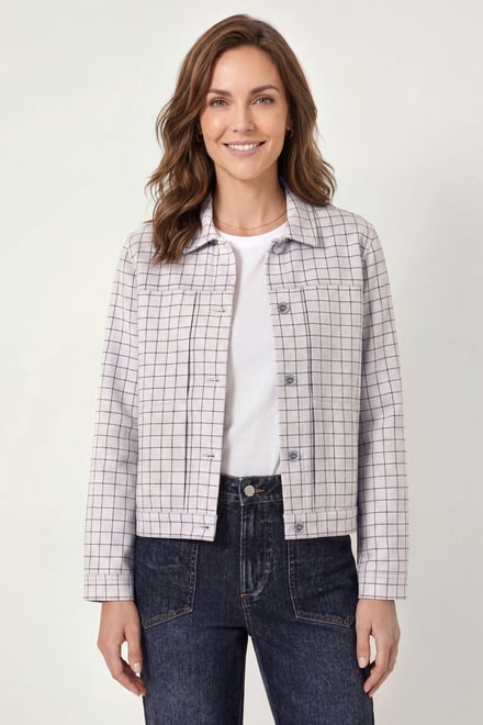 Womens Stripe Pattern Cropped Jacket