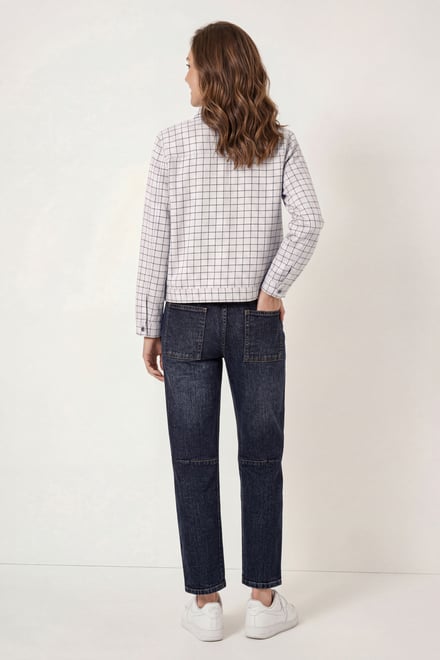 Womens Stripe Pattern Cropped Jacket