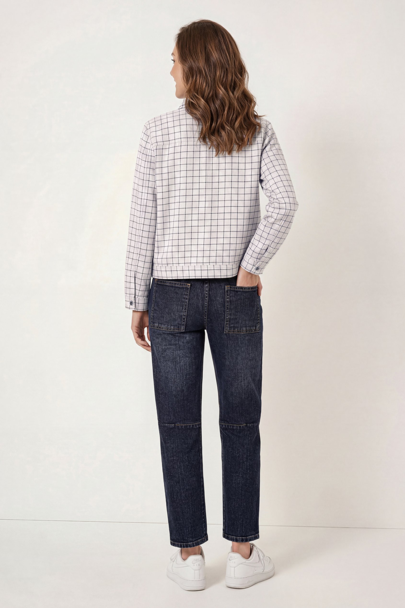 Womens Stripe Pattern Cropped Jacket