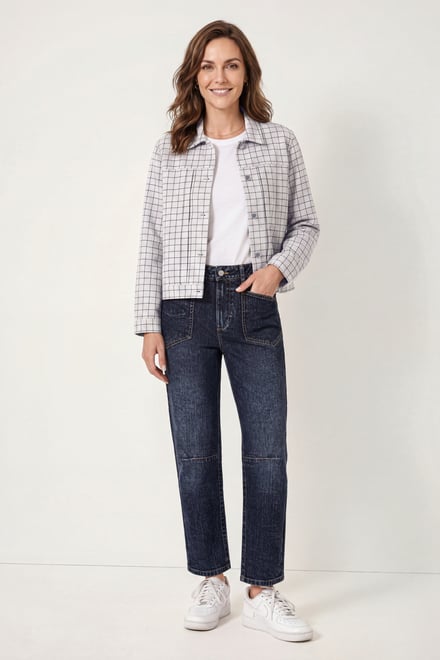 Womens Stripe Pattern Cropped Jacket
