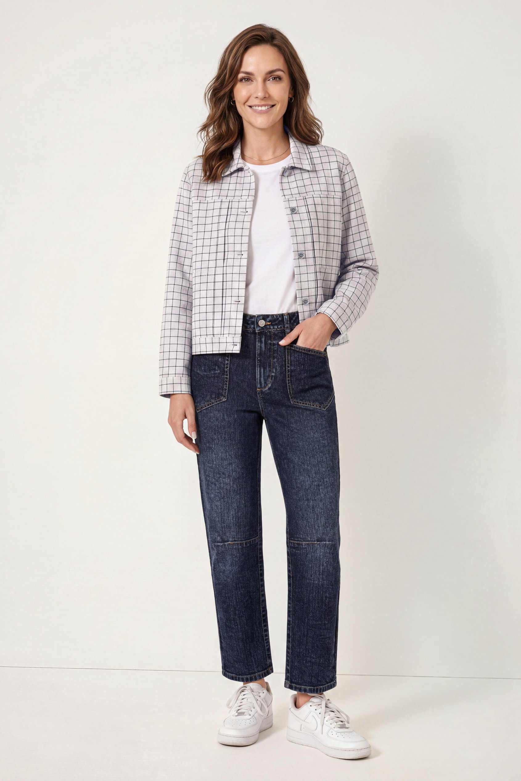 Womens Stripe Pattern Cropped Jacket