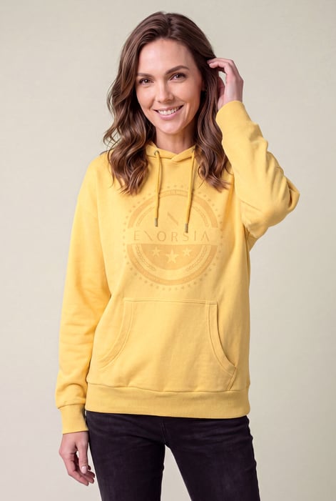 Women Cream Drop Shoulder Printed Hoodie