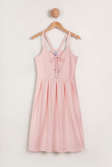 Tie Front Pink Jersey Midi Dress