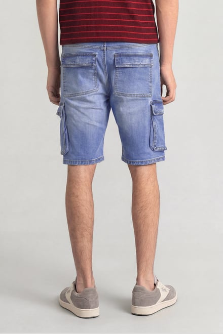 Men's Blue Denim Cargo Shorts