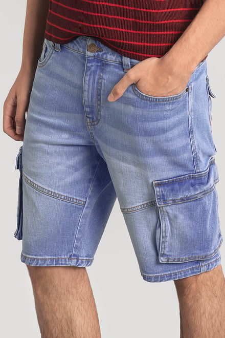 Men's Blue Denim Cargo Shorts
