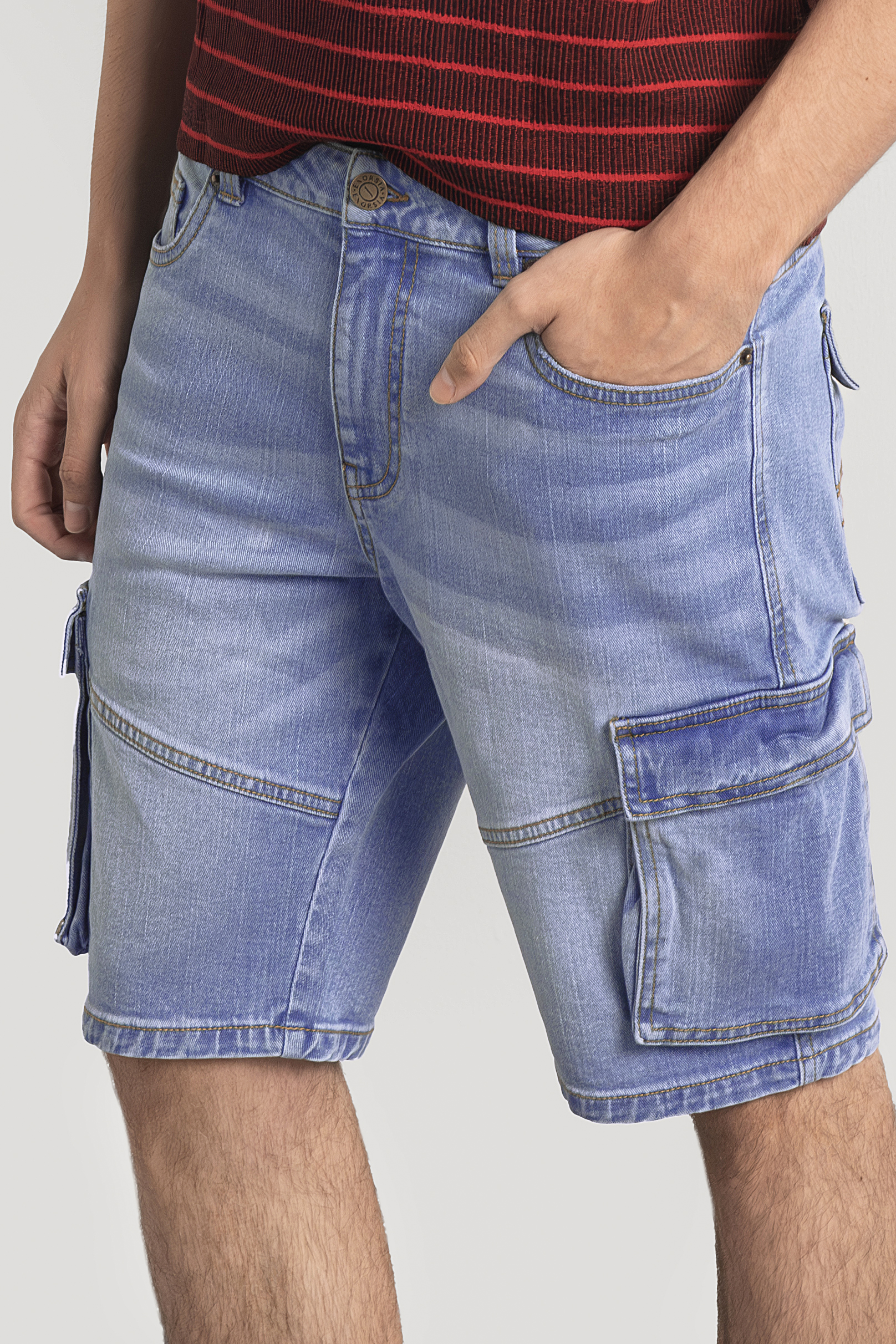 Men's Blue Denim Cargo Shorts