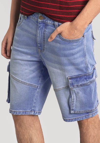 Men's Blue Denim Cargo Shorts