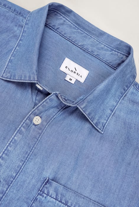 Men's Light Blue Tencel Long Sleeve Denim Shirt