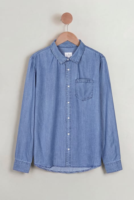 Men's Light Blue Tencel Long Sleeve Denim Shirt