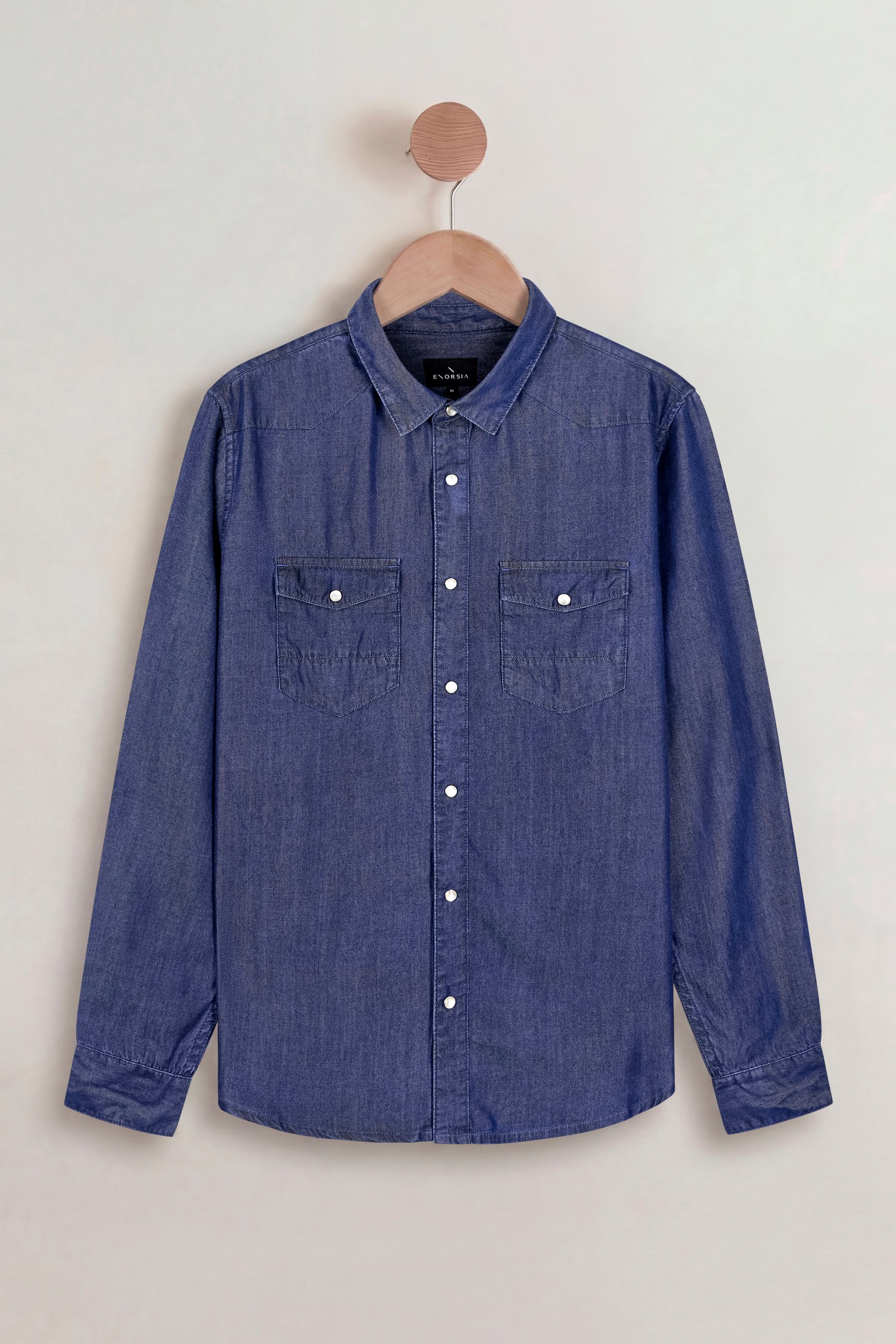 Enorsia Men's Deep Blue Blue Regular Fit Tencel Denim Overshirt - Uk Xl