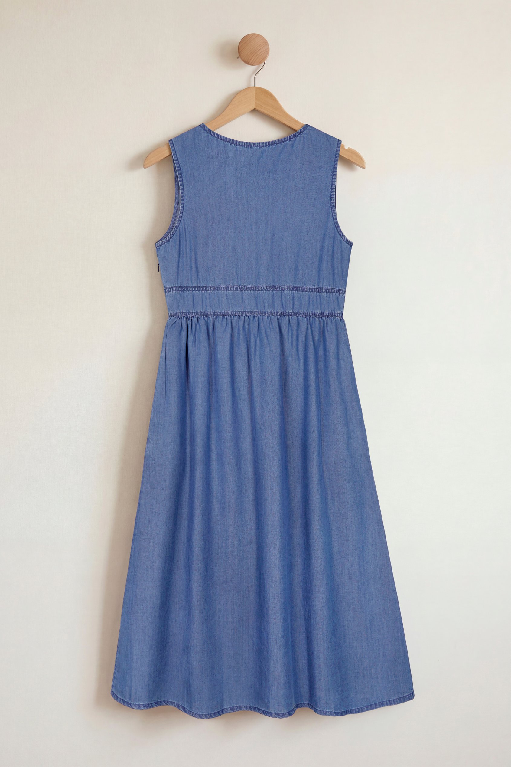 Tencel Denim V-Neck Midi Dress