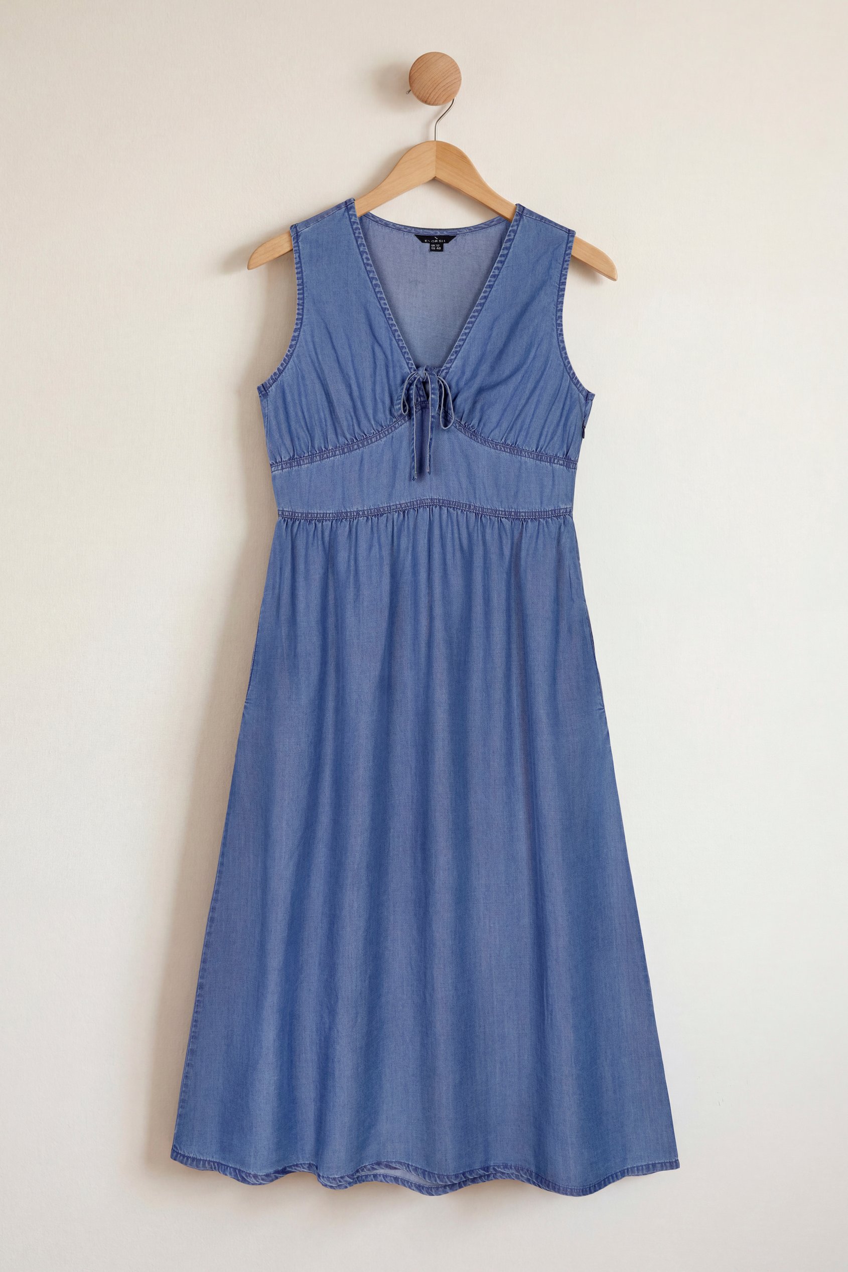 Tencel Denim V-Neck Midi Dress