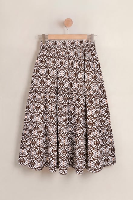 Circular Midi Length Prairie Printed Skirt