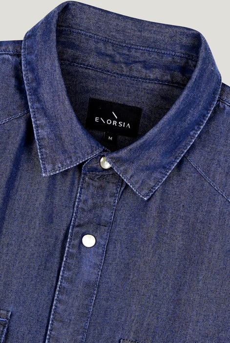Men's Blue Regular Fit Tencel Denim Overshirt