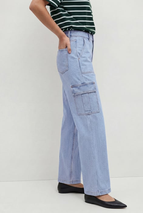 Blue Vintage Straight Leg Cargo Jeans
