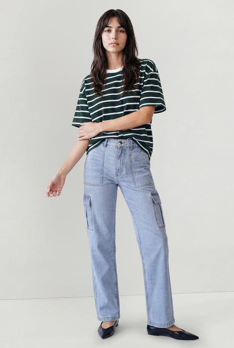 Blue Vintage Straight Leg Cargo Jeans