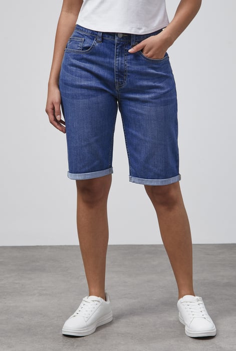 Mid Blue Essential Knee Length Shorts