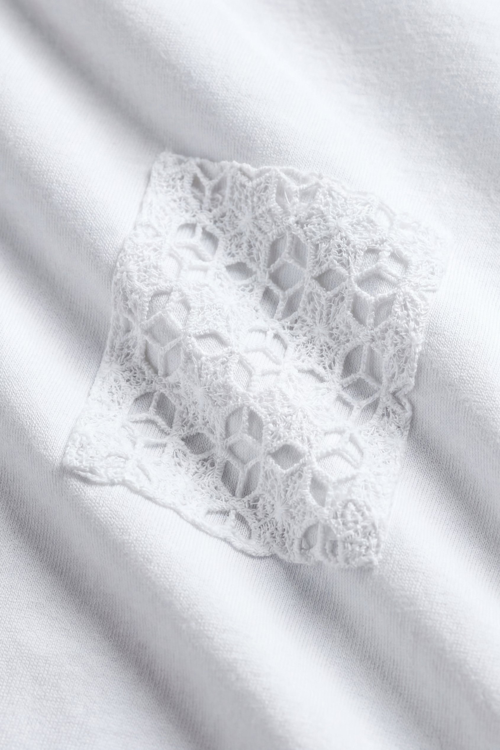 Lace Pocket V-Neck Tee