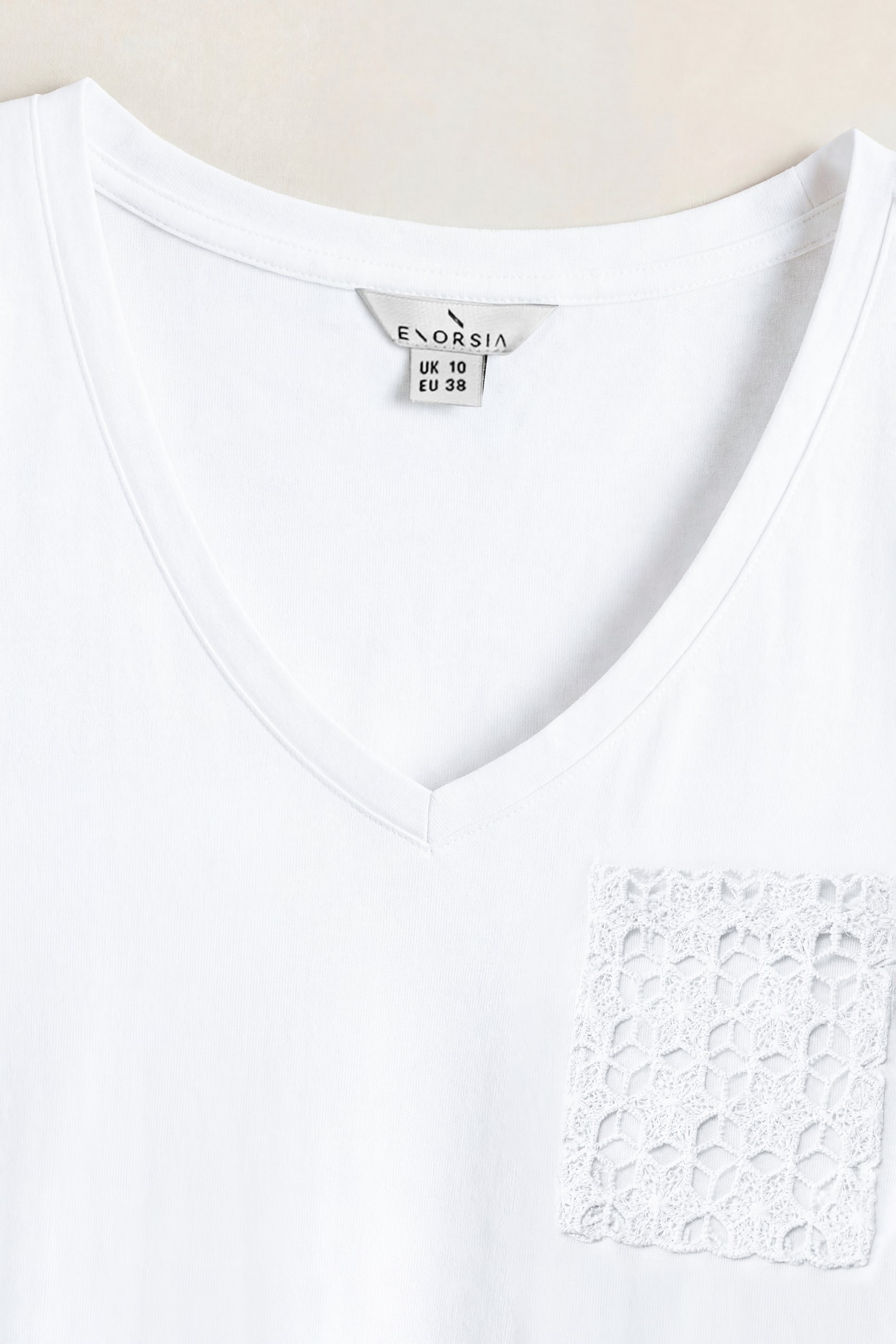 Lace Pocket V-Neck Tee