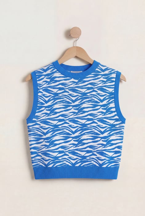 Blue Zebra Printed Top