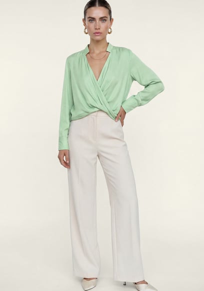Long Sleeves Wrap Blouse