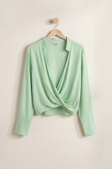 Long Sleeves Wrap Blouse
