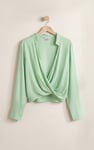 Long Sleeves Wrap Blouse
