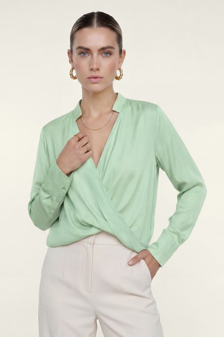 Long Sleeves Wrap Blouse