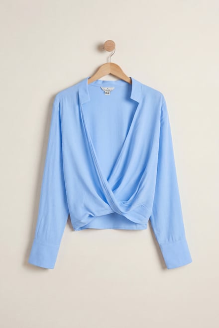 Long Sleeves Wrap Blouse