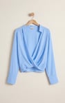 Long Sleeves Wrap Blouse