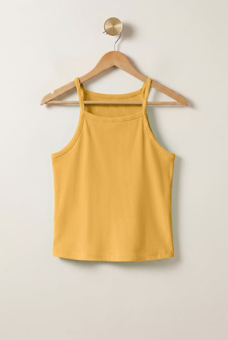 Yellow Square Neck Ribbed Cami