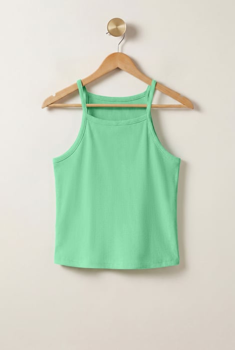 Green Square Neck Ribbed Cami