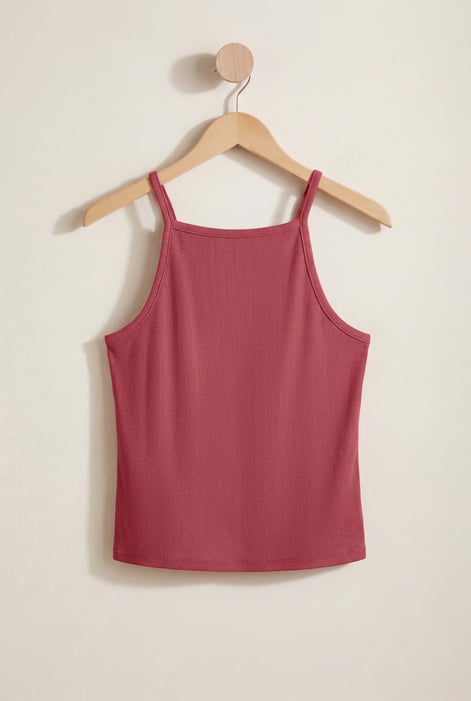 Yellow Square Neck Ribbed Cami