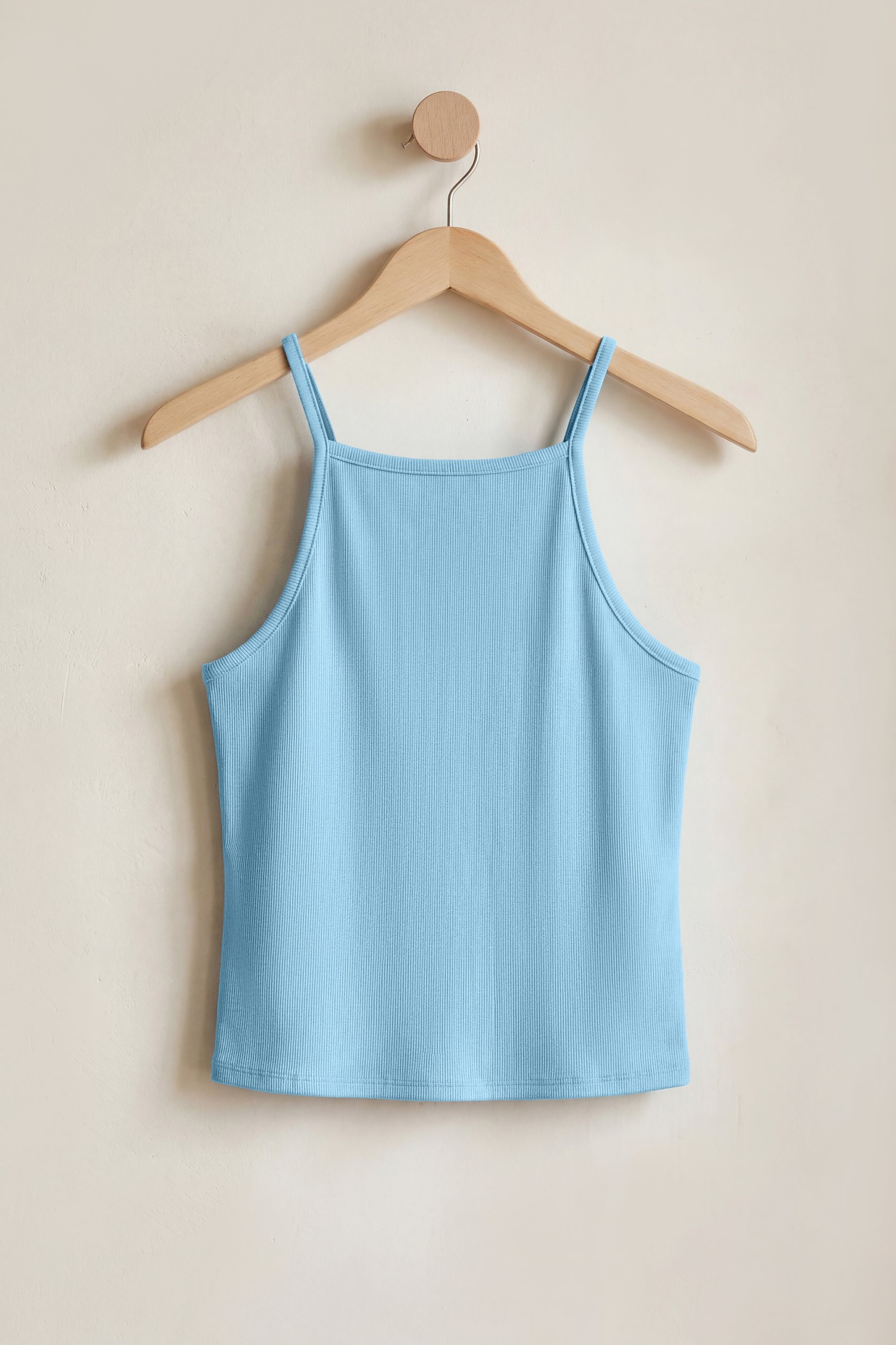 Enorsia Women's Blue Square Neck Ribbed Cami - Uk 14